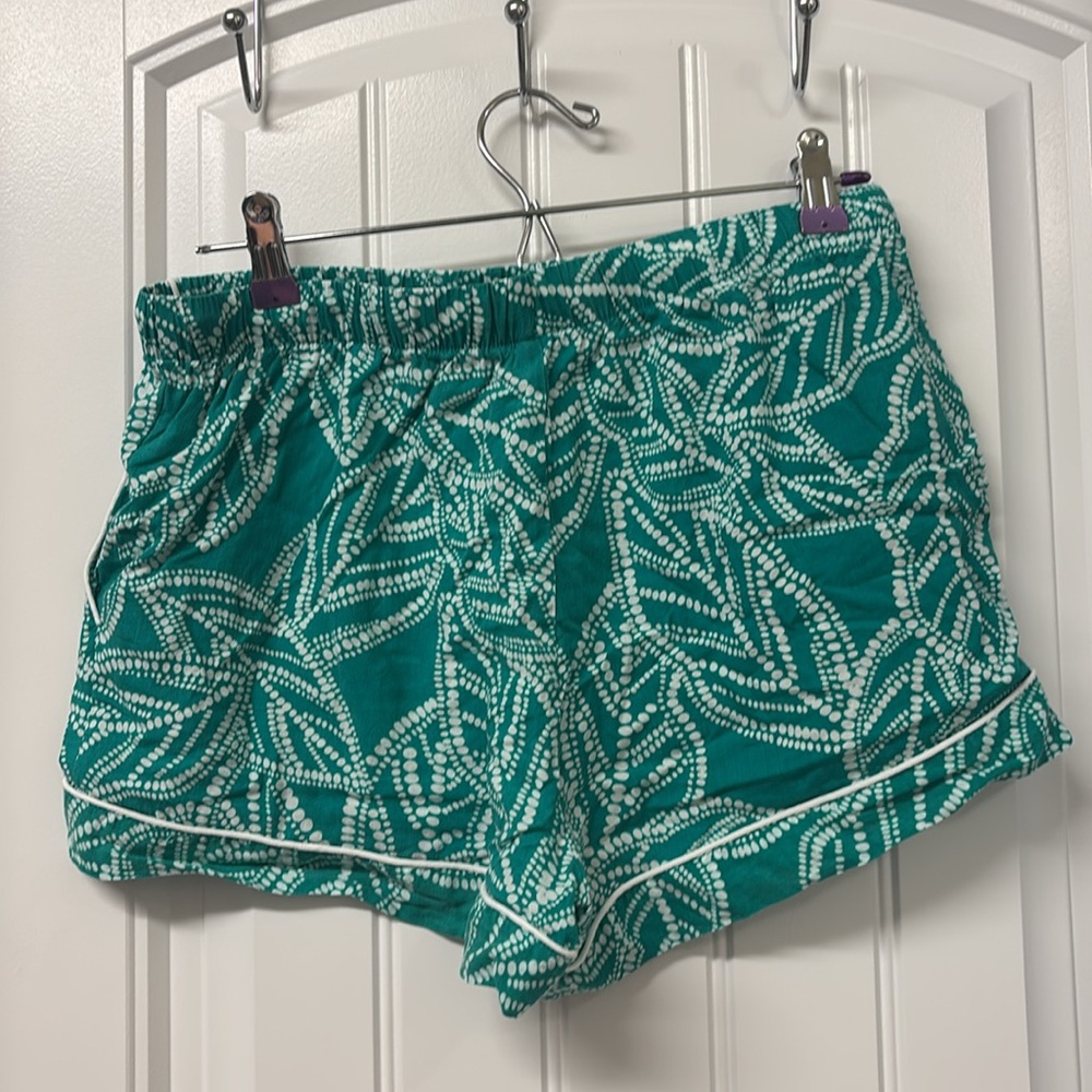 Stars Above Leaf Print Women’s Pajama Set - Teal - Picture 6 of 8
